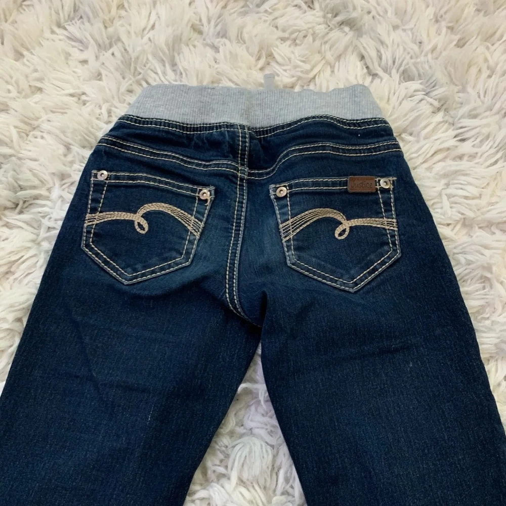 Justice girls skinny blue jeans elastic waistband Size 6